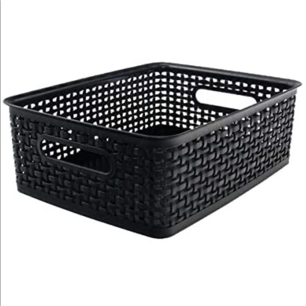 NWT Advantus Weave Design Plastic Medium Bin, 13.75